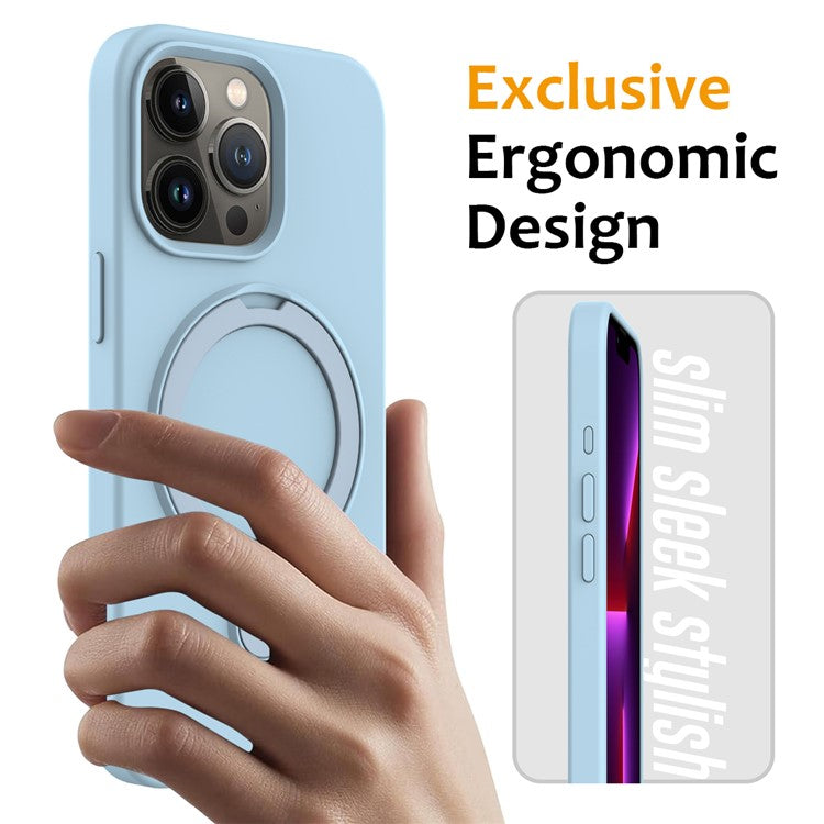 For iPhone 16 Pro Case Compatible with MagSafe Kickstand PC + Silicone Phone Cover - Sky Blue