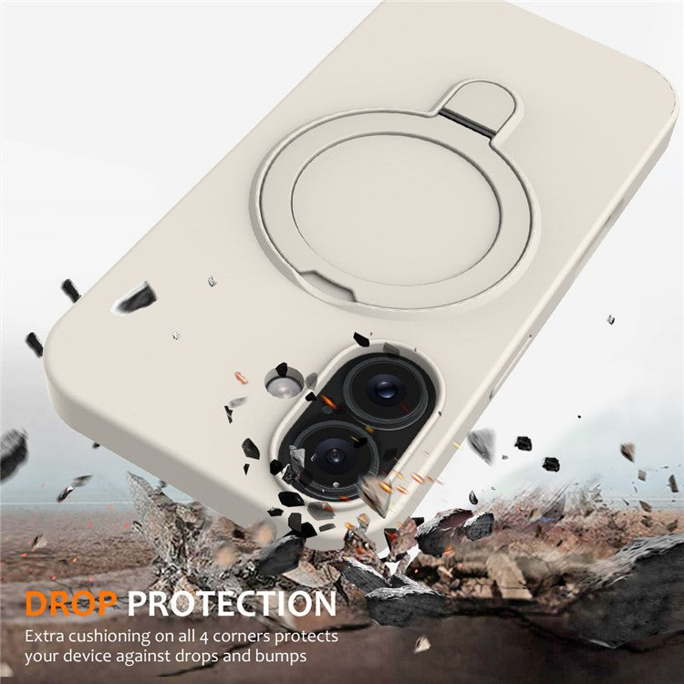 For iPhone 16 Case Compatible with MagSafe Kickstand PC + Silicone Phone Cover - Antique White