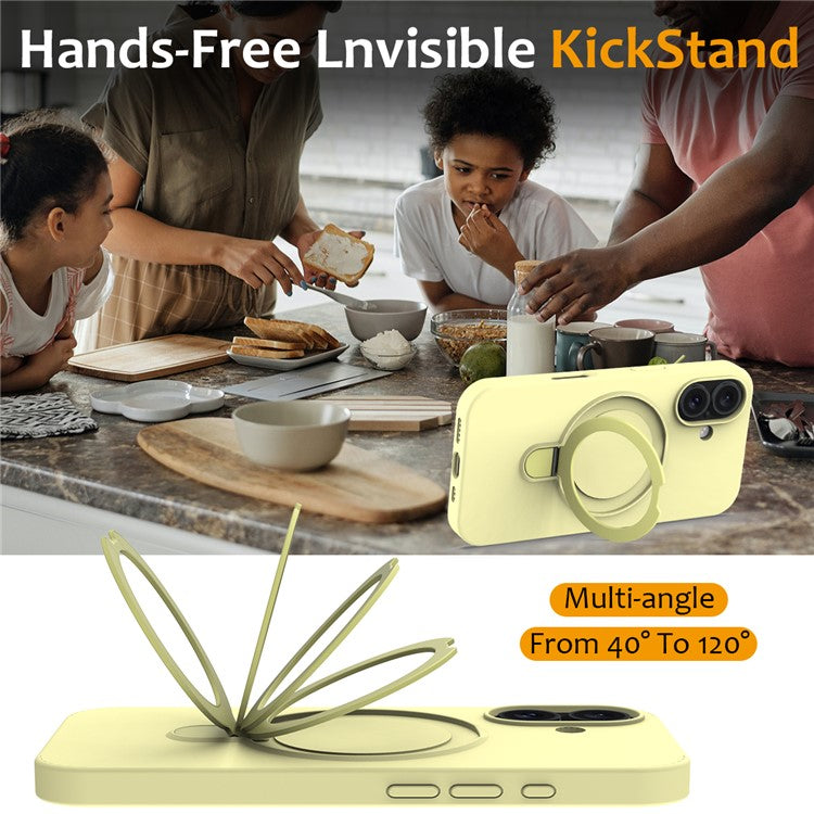 For iPhone 16 Case Compatible with MagSafe Kickstand PC + Silicone Phone Cover - Yellow