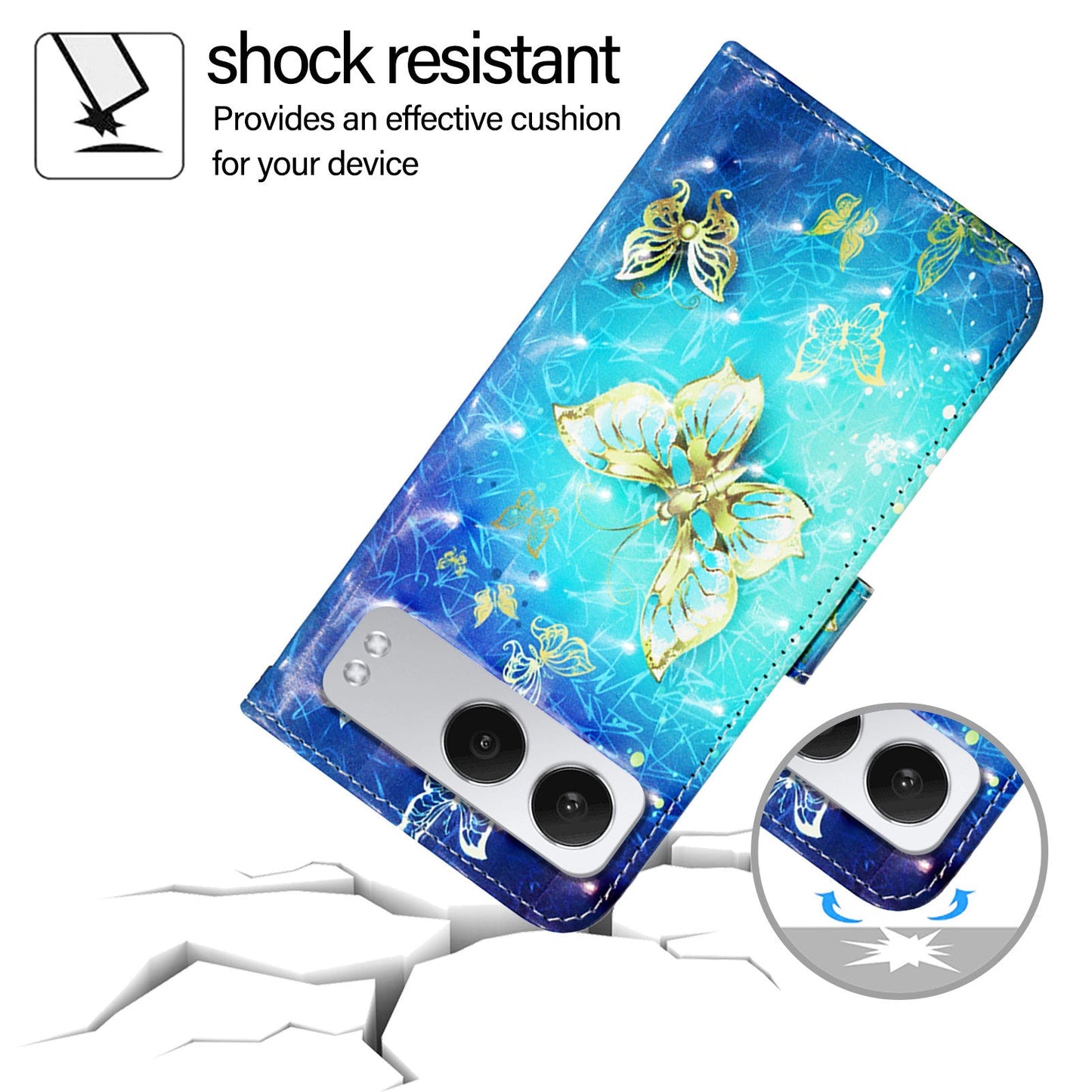 For OnePlus Nord 4 Leather Case YB Pattern Printing Leather Series-2 Pattern Printing Wallet Stand Cover - Golden Butterflies