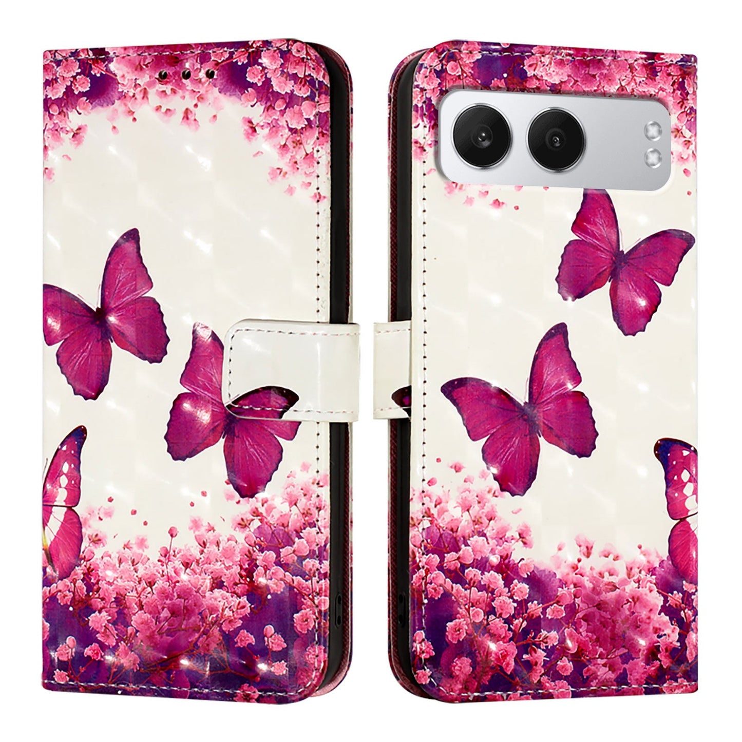 For OnePlus Nord 4 Leather Case YB Pattern Printing Leather Series-2 Pattern Printing Wallet Stand Cover - Rose Butterflies