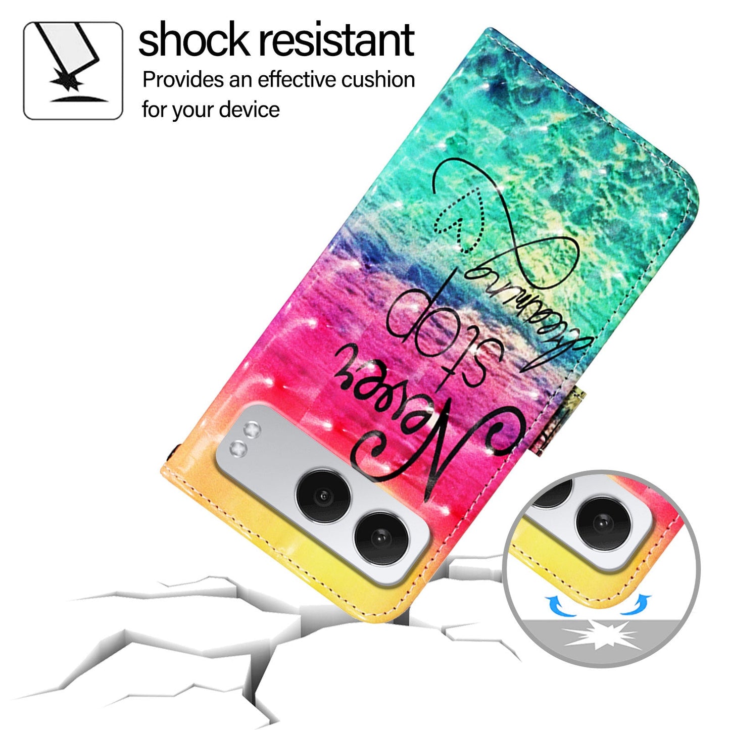 For OnePlus Nord 4 Leather Case YB Pattern Printing Leather Series-2 Pattern Printing Wallet Stand Cover - Never Stop Dreaming