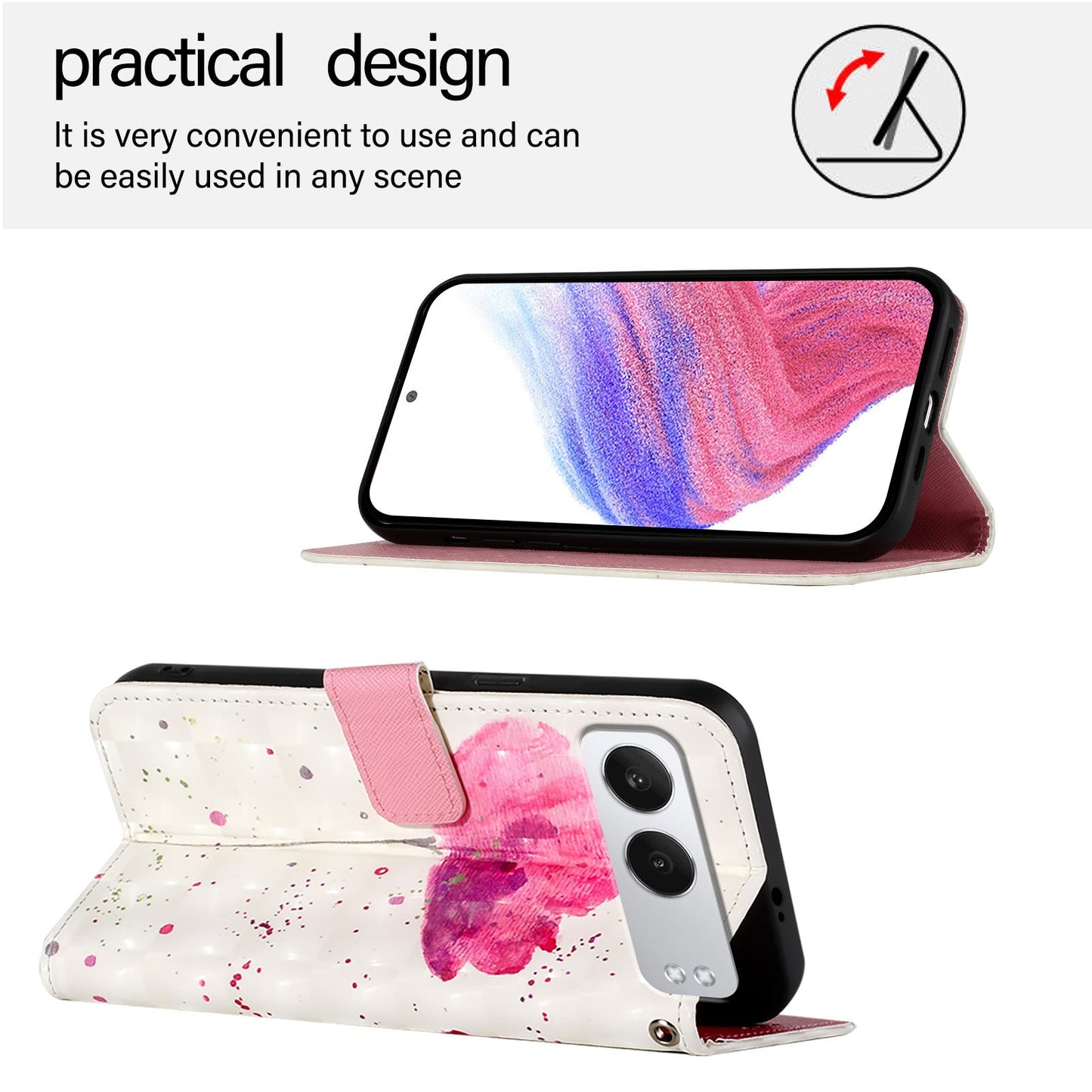 For OnePlus Nord 4 Leather Case YB Pattern Printing Leather Series-2 Pattern Printing Wallet Stand Cover - Flower