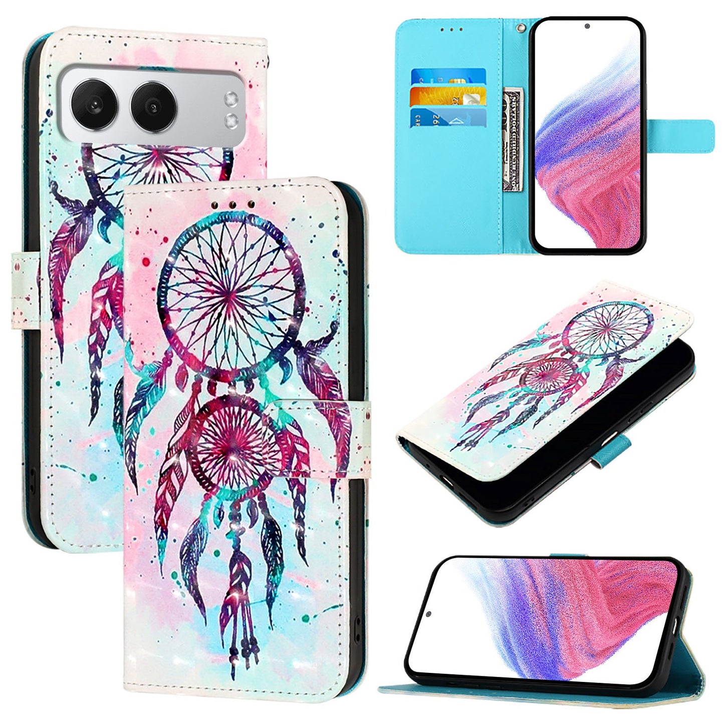 For OnePlus Nord 4 Leather Case YB Pattern Printing Leather Series-2 Pattern Printing Wallet Stand Cover - Colorful Wind Chime