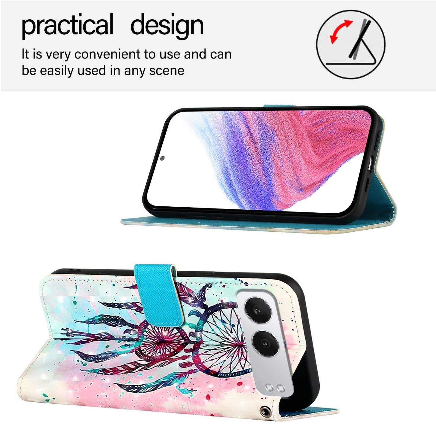For OnePlus Nord 4 Leather Case YB Pattern Printing Leather Series-2 Pattern Printing Wallet Stand Cover - Colorful Wind Chime