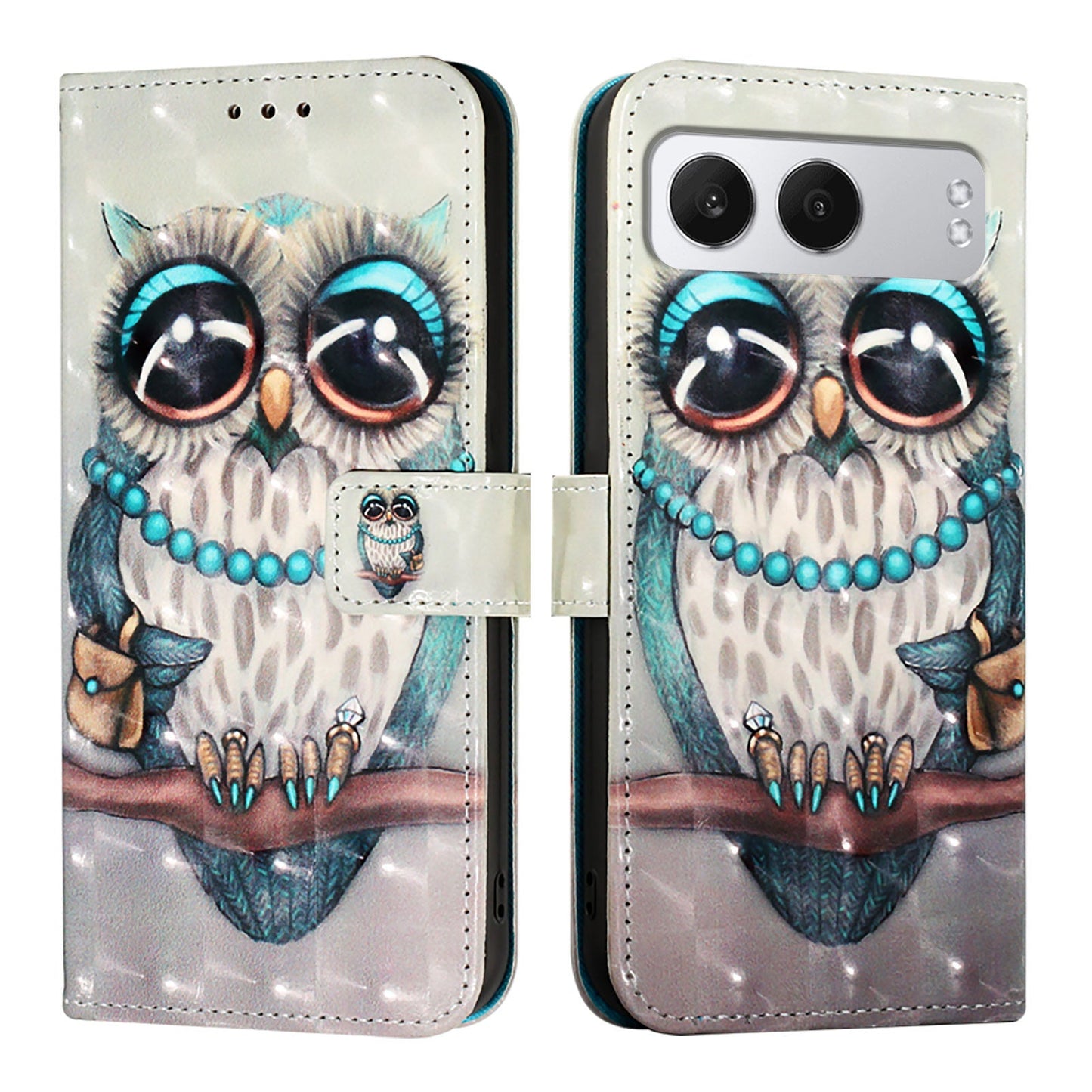 For OnePlus Nord 4 Leather Case YB Pattern Printing Leather Series-2 Pattern Printing Wallet Stand Cover - Grey Owl