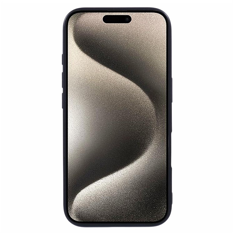 KIGC For iPhone 16 Case Litchi Texture Leather Coated PC+TPU Phone Cover - Black