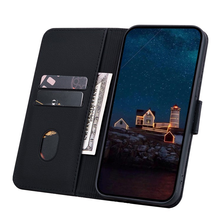 For Google Pixel 9 / Pixel 9 Pro Case Rhombus Pattern Leather Wallet Phone Cover - Black