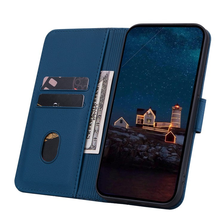 For Google Pixel 9 / Pixel 9 Pro Case Rhombus Pattern Leather Wallet Phone Cover - Sapphire