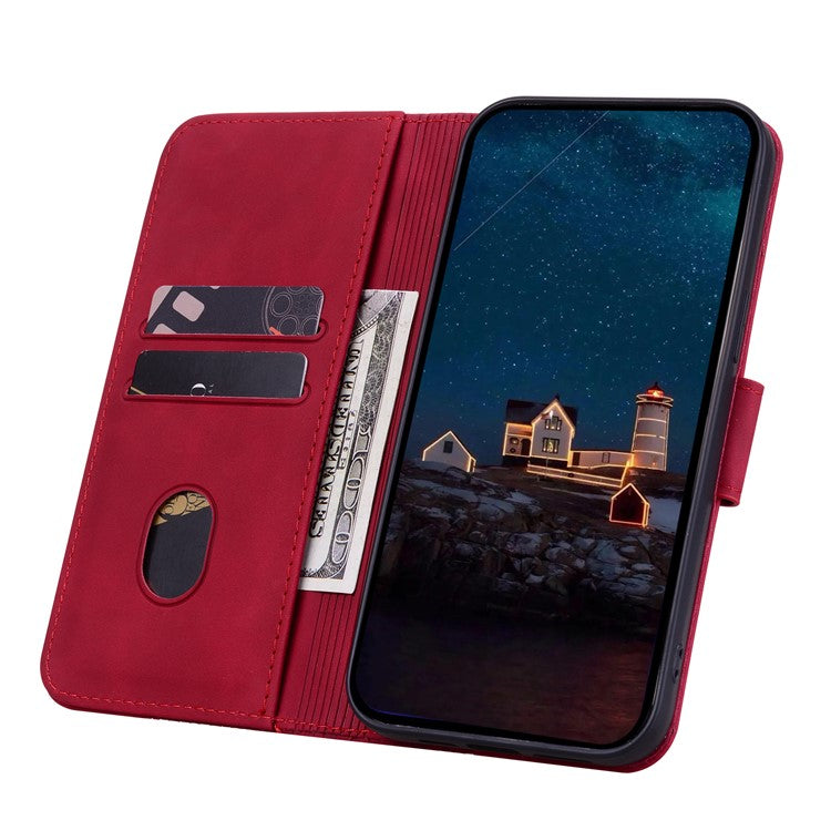 For Google Pixel 9 / Pixel 9 Pro Case Rhombus Pattern Leather Wallet Phone Cover - Red