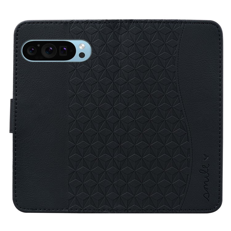 For Google Pixel 9 Pro XL Case Rhombus Pattern Leather Wallet Phone Cover - Black