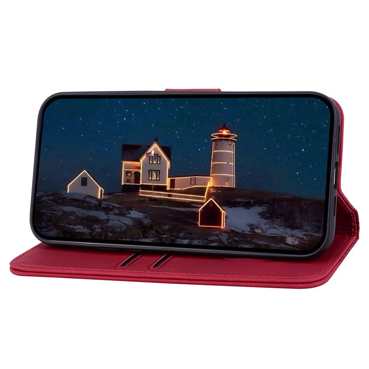 For Google Pixel 9 Pro XL Case Rhombus Pattern Leather Wallet Phone Cover - Red