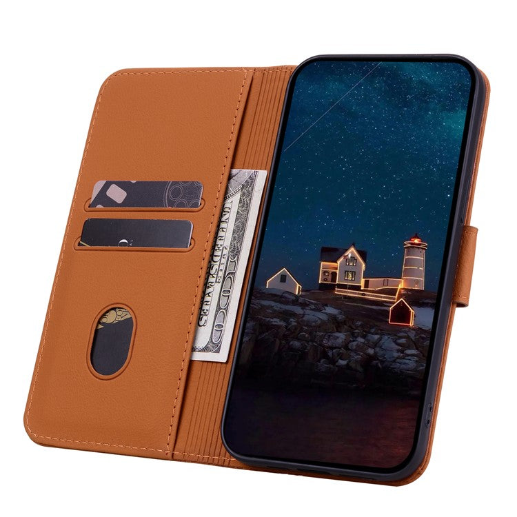 For Google Pixel 9 Pro XL Case Rhombus Pattern Leather Wallet Phone Cover - Brown