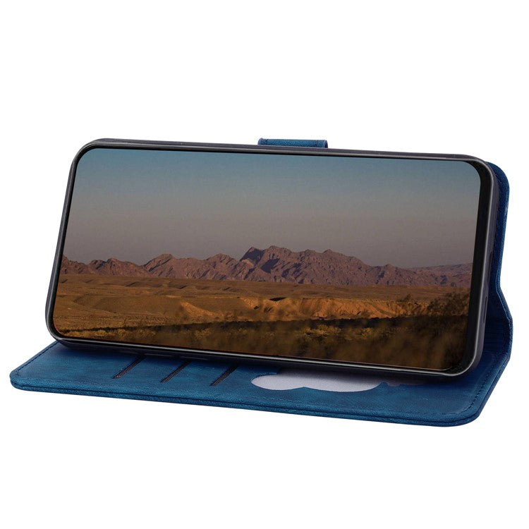 For Google Pixel 9 Pro XL Case Flip Stand Leather Phone Cover Cherry Blossom Cat Imprinted - Blue