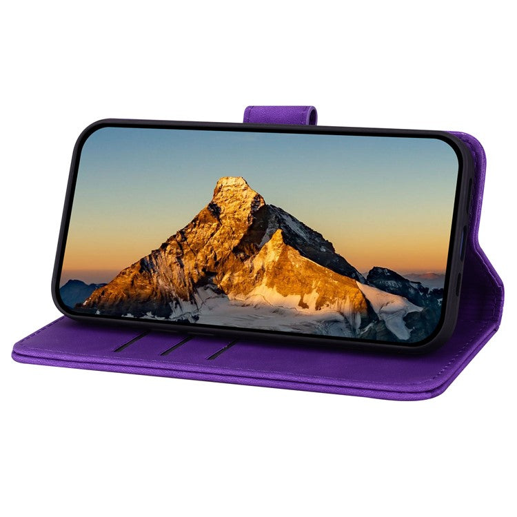 For Google Pixel 9 Pro XL Case PU Leather Wallet Flip Phone Cover Flower Imprinted - Purple