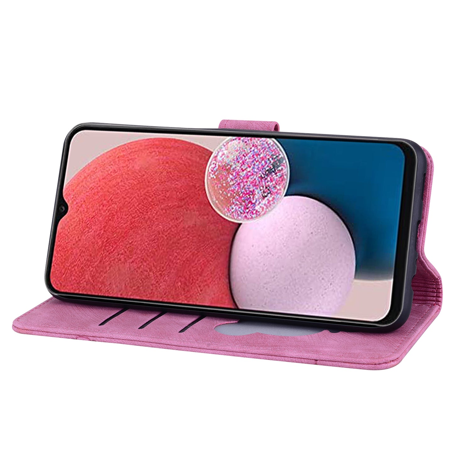 For Samsung Galaxy A16 5G / A16 4G Case Flip Stand Leather Phone Cover Cherry Blossom Cat Imprinted - Rose