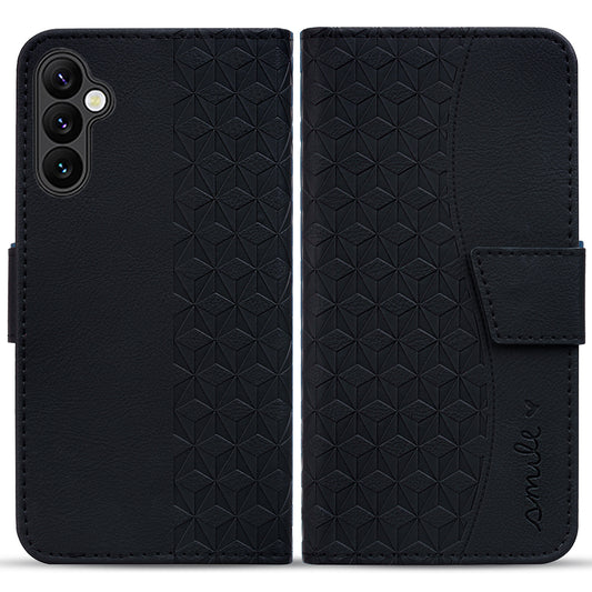 For Samsung Galaxy A16 5G / A16 4G Case Rhombus Pattern Leather Wallet Phone Cover - Black