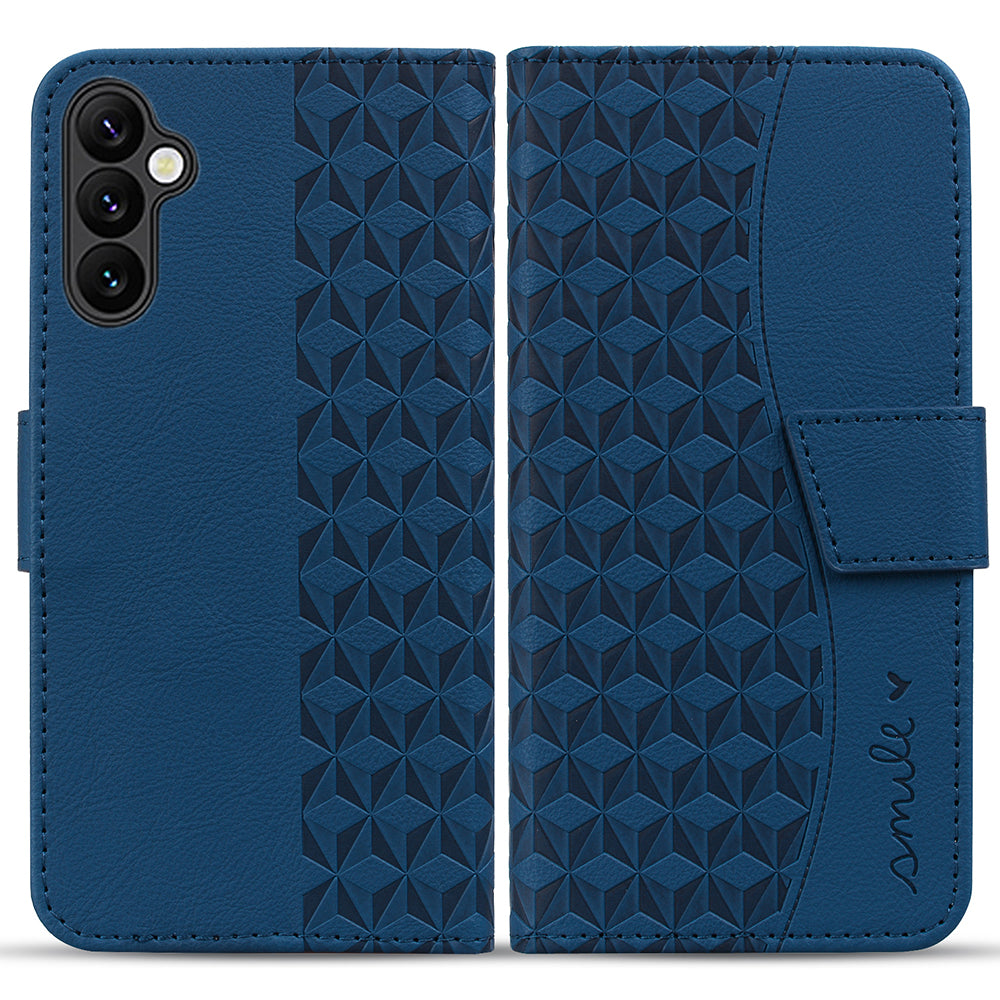 For Samsung Galaxy A16 5G / A16 4G Case Rhombus Pattern Leather Wallet Phone Cover - Sapphire
