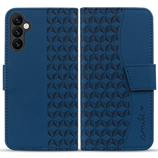 For Samsung Galaxy A16 5G / A16 4G Case Rhombus Pattern Leather Wallet Phone Cover - Sapphire