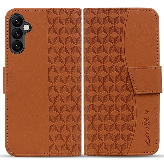 For Samsung Galaxy A16 5G / A16 4G Case Rhombus Pattern Leather Wallet Phone Cover - Brown