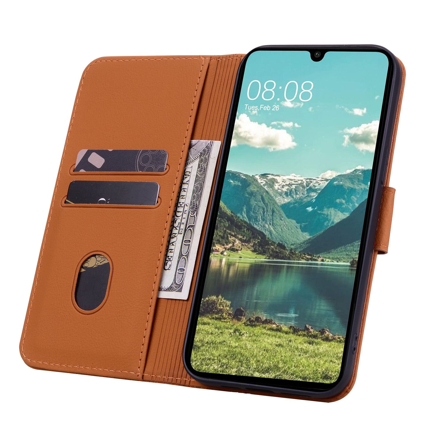 For Samsung Galaxy A16 5G / A16 4G Case Rhombus Pattern Leather Wallet Phone Cover - Brown