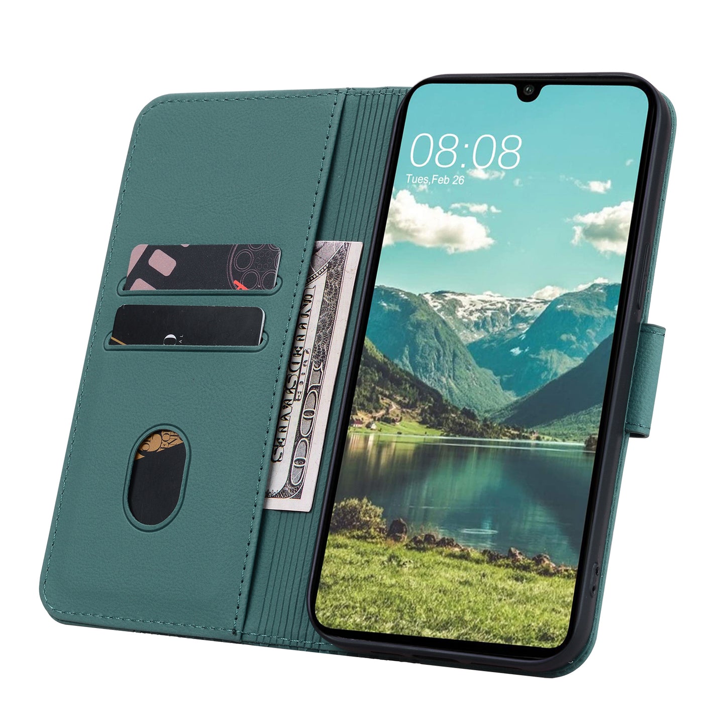 For Samsung Galaxy A16 5G / A16 4G Case Rhombus Pattern Leather Wallet Phone Cover - Green