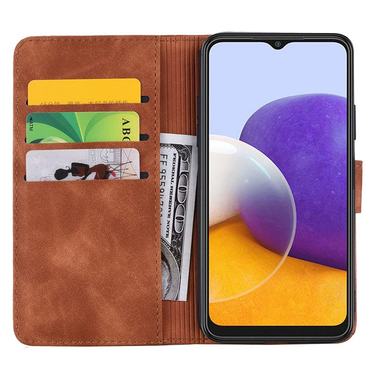 For Samsung Galaxy A16 5G Case PU Leather Wallet Flip Phone Cover Flower Imprinted - Brown
