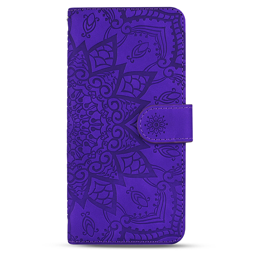 For Samsung Galaxy A16 5G / A16 4G Case PU Leather Wallet Flip Phone Cover Flower Imprinted - Purple
