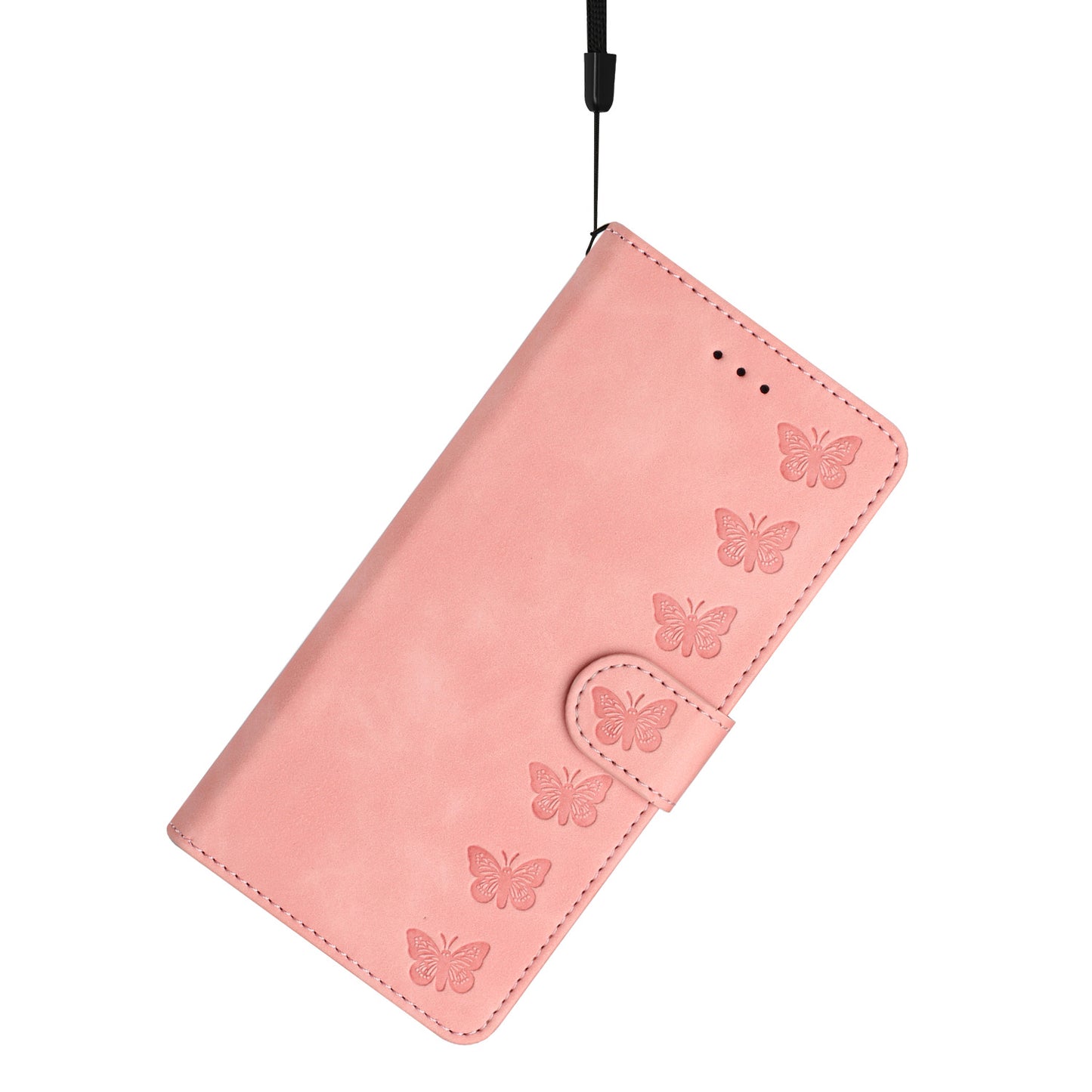 For Samsung Galaxy A06 Case Imprinted Butterfly Leather Wallet Phone Cover - Pink
