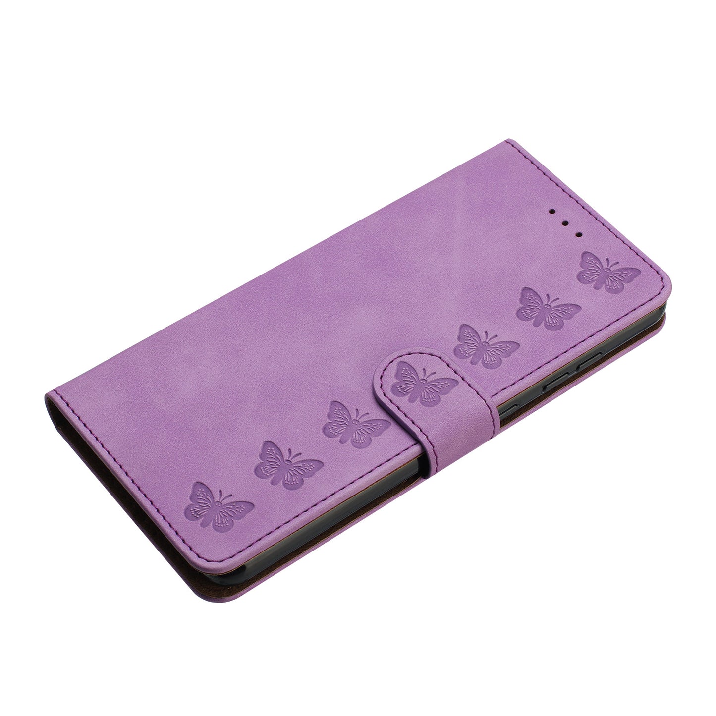 For Samsung Galaxy A06 Case Imprinted Butterfly Leather Wallet Phone Cover - Purple