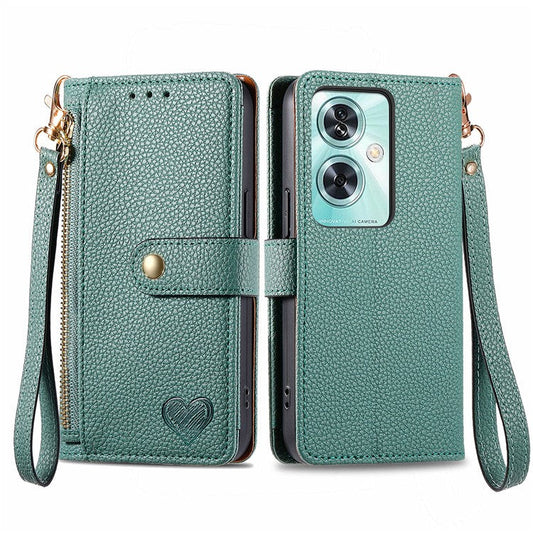 For OnePlus Nord N30 SE 5G Case RFID Blocking Zipper Pocket Leather Wallet Phone Cover - Green