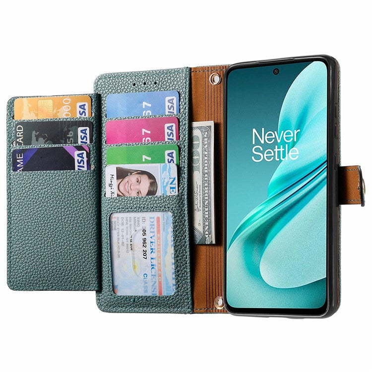 For OnePlus Nord N30 SE 5G Case RFID Blocking Zipper Pocket Leather Wallet Phone Cover - Green