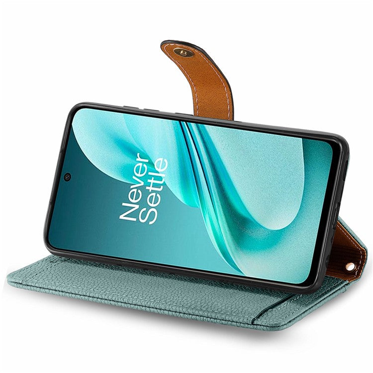 For OnePlus Nord N30 SE 5G Case RFID Blocking Zipper Pocket Leather Wallet Phone Cover - Green