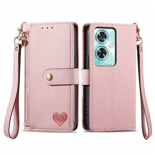For OnePlus Nord N30 SE 5G Case RFID Blocking Zipper Pocket Leather Wallet Phone Cover - Pink