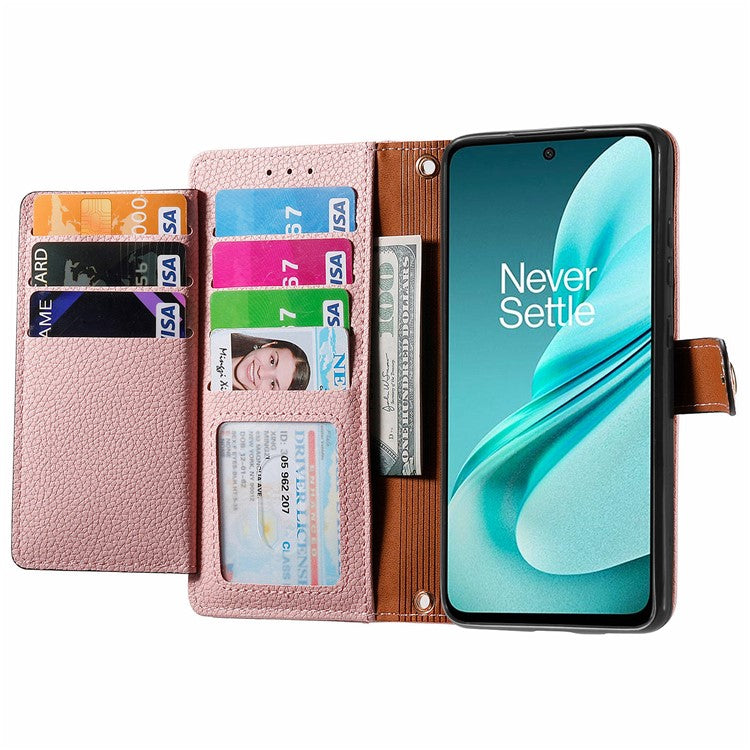 For OnePlus Nord N30 SE 5G Case RFID Blocking Zipper Pocket Leather Wallet Phone Cover - Pink