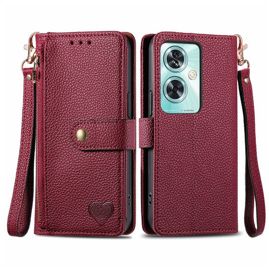 For OnePlus Nord N30 SE 5G Case RFID Blocking Zipper Pocket Leather Wallet Phone Cover - Red