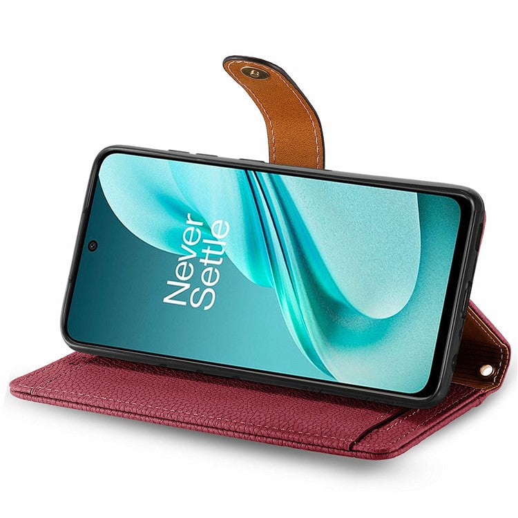 For OnePlus Nord N30 SE 5G Case RFID Blocking Zipper Pocket Leather Wallet Phone Cover - Red