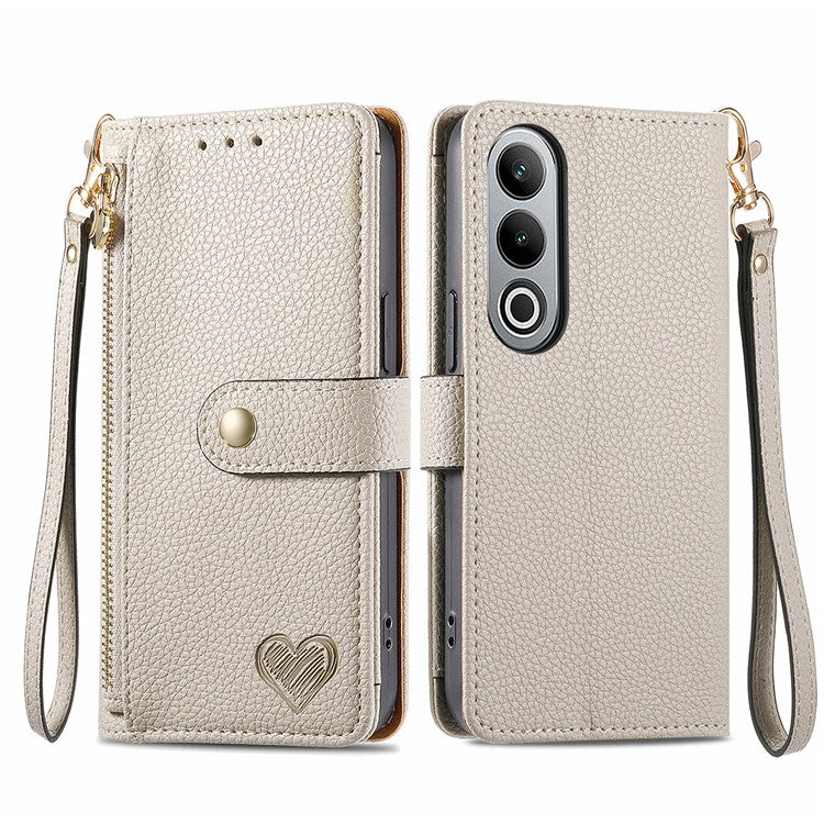 For OnePlus Nord CE4 5G Case RFID Blocking Zipper Pocket Leather Wallet Phone Cover - Grey