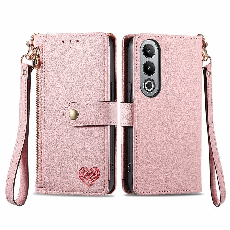 For OnePlus Nord CE4 5G Case RFID Blocking Zipper Pocket Leather Wallet Phone Cover - Pink