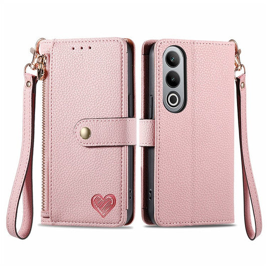 For OnePlus Nord CE4 5G Case RFID Blocking Zipper Pocket Leather Wallet Phone Cover - Pink