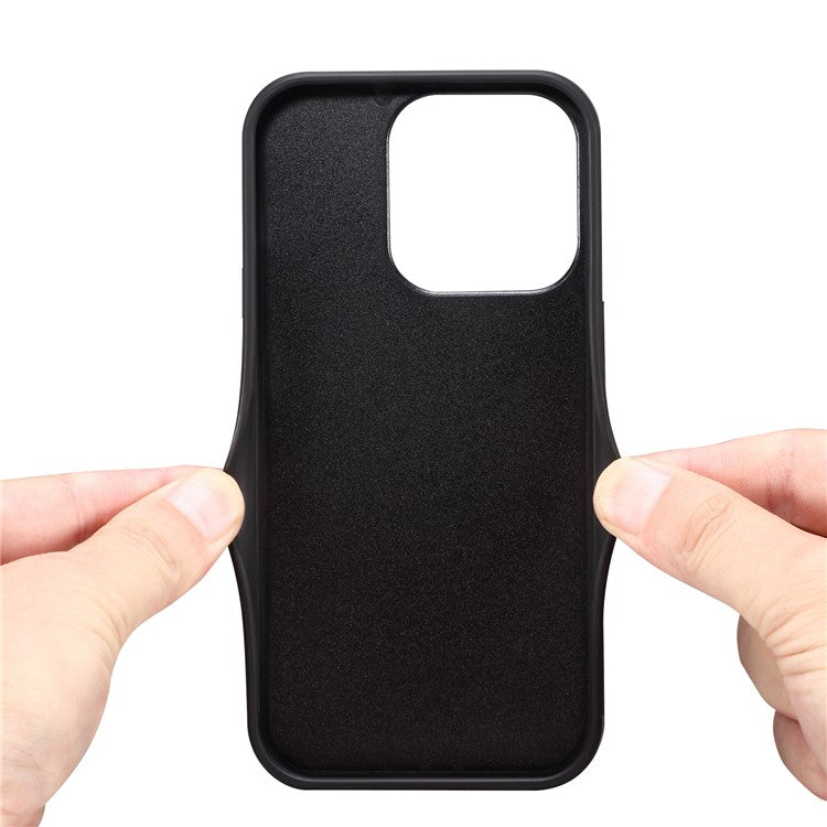 DENIOR For iPhone 16 Pro Case Leather+TPU Card Slot Kickstand Phone Cover - Blue