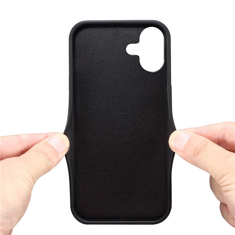 DENIOR For iPhone 16 Case Leather+TPU Card Slot Kickstand Phone Cover - Blue