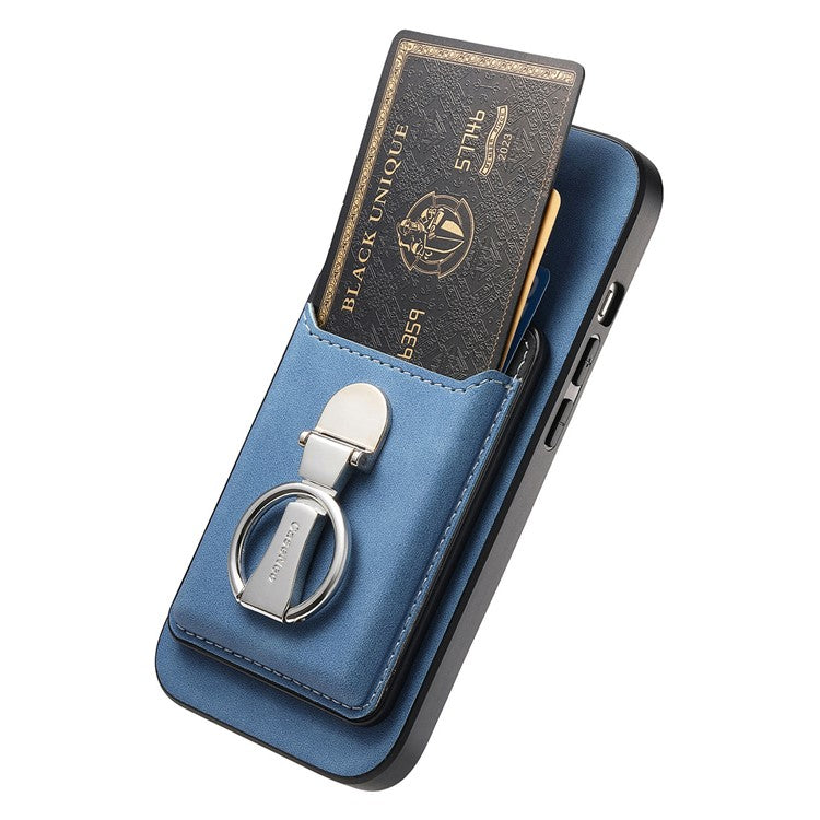For iPhone 16 Pro Case Compatible with MagSafe Skin-Touch Cover with Card Bag Kickstand - Blue