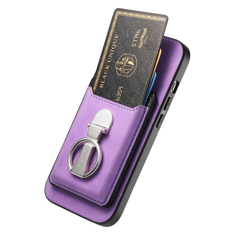 For iPhone 16 Case Compatible with MagSafe Skin-Touch Cover with Card Bag Kickstand - Purple
