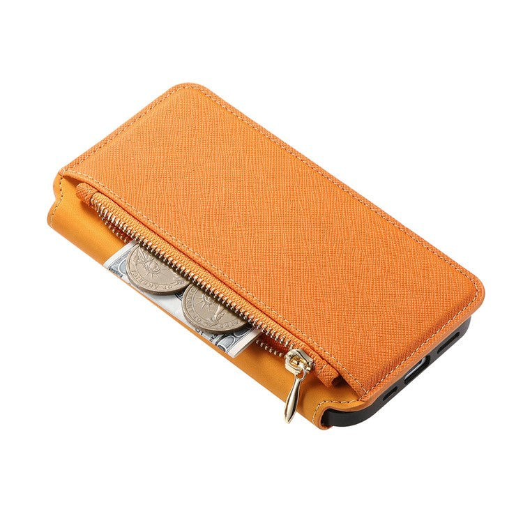 CASENEO For iPhone 16 Plus Case Cross Texture Leather Detachable Magnetic Phone Cover - Yellow