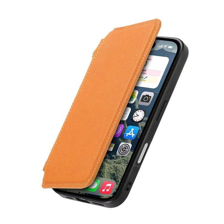 CASENEO For iPhone 16 Plus Case Cross Texture Leather Detachable Magnetic Phone Cover - Yellow