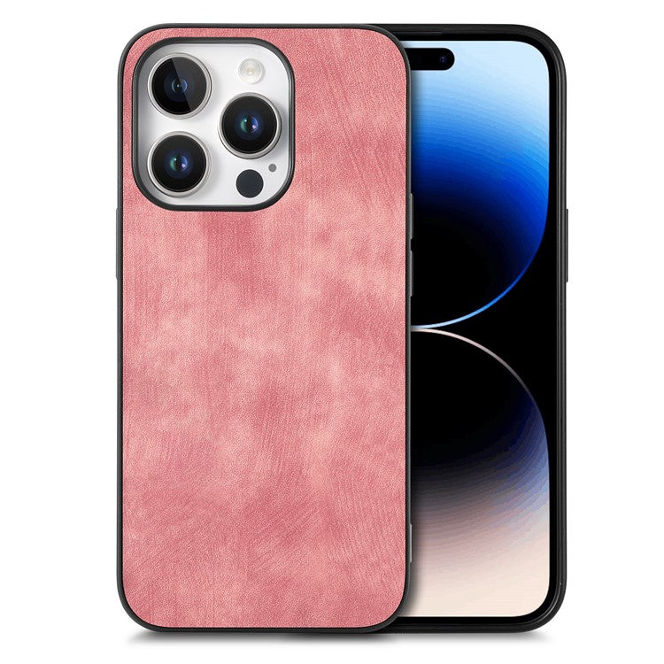 For iPhone 16 Pro Case Retro Leather + TPU Shockproof Protective Phone Cover - Pink