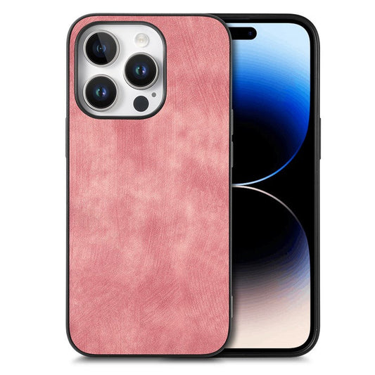 For iPhone 16 Pro Case Retro Leather + TPU Shockproof Protective Phone Cover - Pink