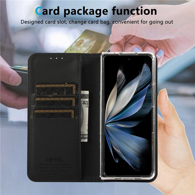 ABEEL For Google Pixel 9 Pro Fold 5G Phone Case RFID Blocking Leather Flip Cover - Black