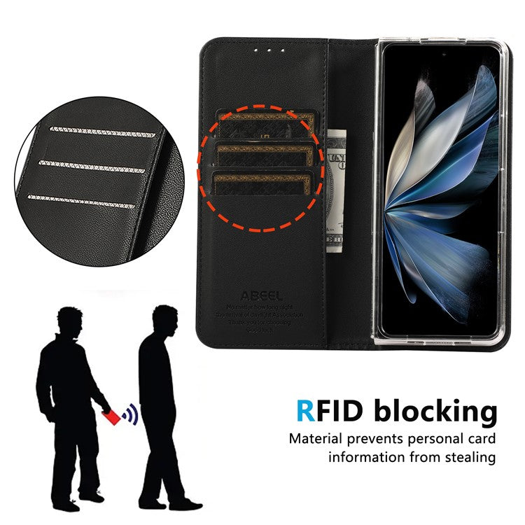 ABEEL For Google Pixel 9 Pro Fold 5G Phone Case RFID Blocking Leather Flip Cover - Black